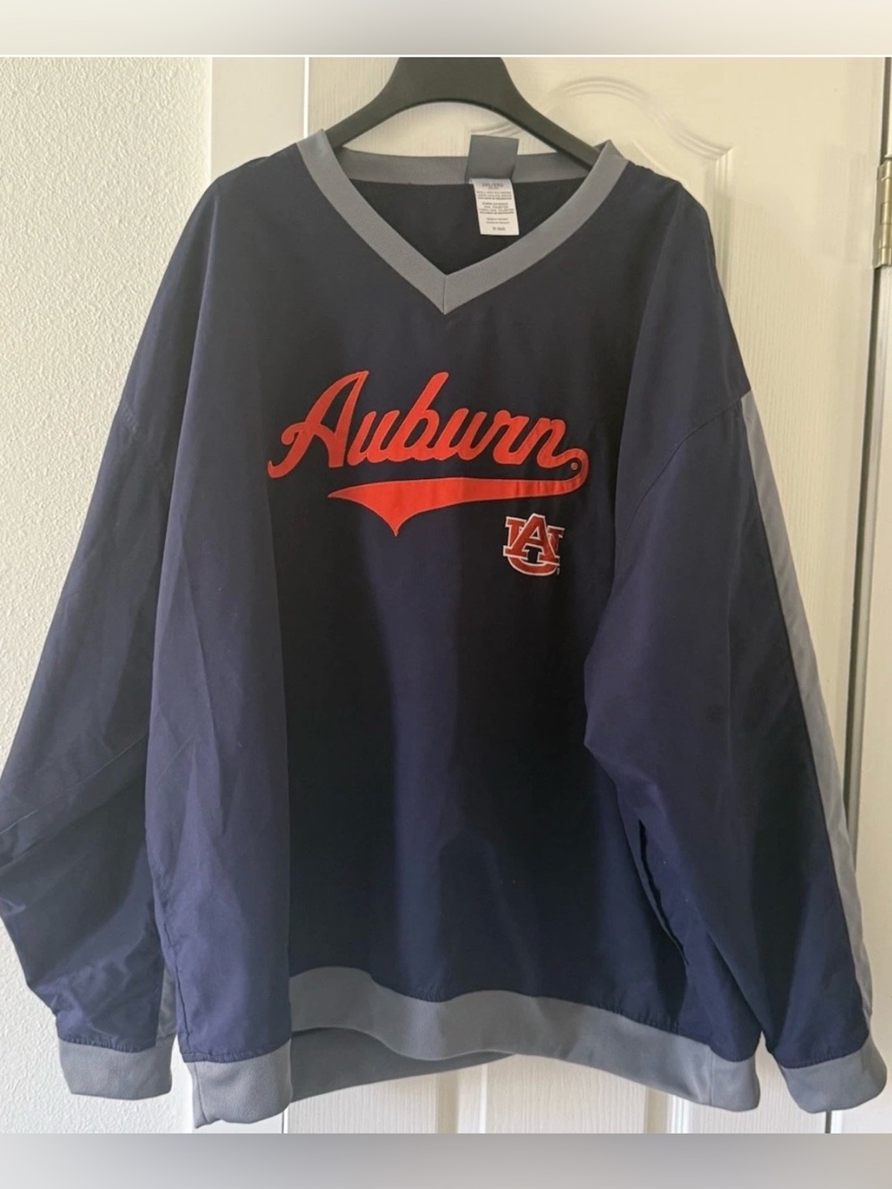 Auburn Tigers Pullover Windbreaker Jacket 2XL Navy Gray V-Neck Lightweight NCAA